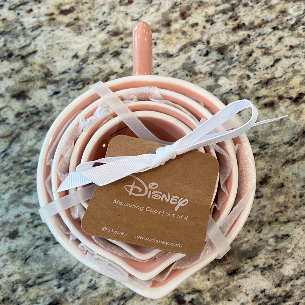 Disney Rae Dunn Tinkerbell Measuring Cups Set of 4 Pink Ceramic Nesting Set New - Picture 5 of 11